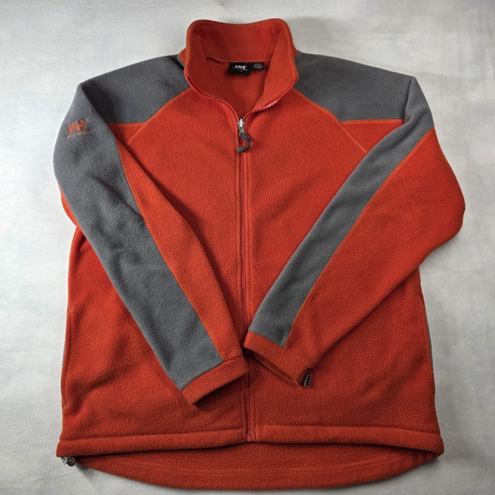 Helly Hansen Fleece Zip Up Size Large Orange Gray